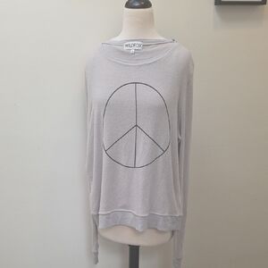 Wildfox Light Gray Peace Symbol Top